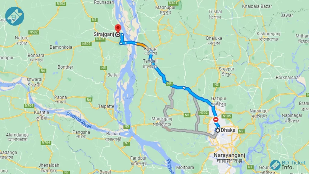 Train Route and Other Information of Dhaka to Sirajganj